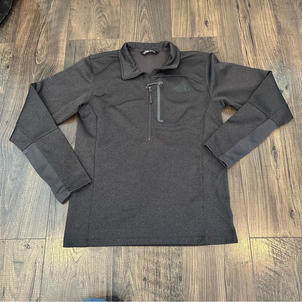 GUC Men's North Face 1/4 Zip Jacket Heather Gray Apex Soft Shell Pullover, S